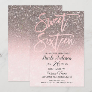 Invitation Rose Gold Blush Rose Pailleté Paillette Glamour Do