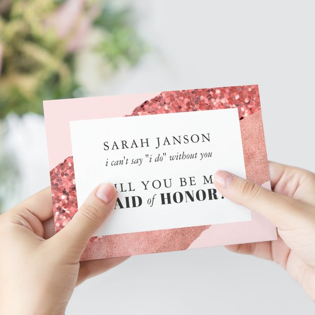 Invitation Rose Gold, Blush & Sequin Maid of Honor (Créateur téléchargé)