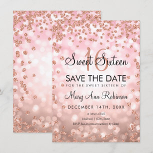 Invitation Rose Gold Blush Sweet 16 Enregistrer La Parties sc