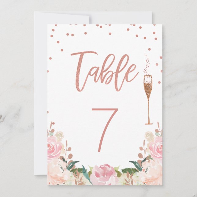Invitation Rose Gold Brunch Bubbly Fête des mariées Numéro de (Devant)