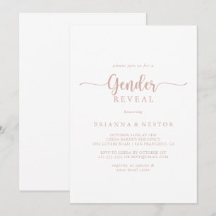 Invitation Rose Gold Calligraphie Genre Revevela Party