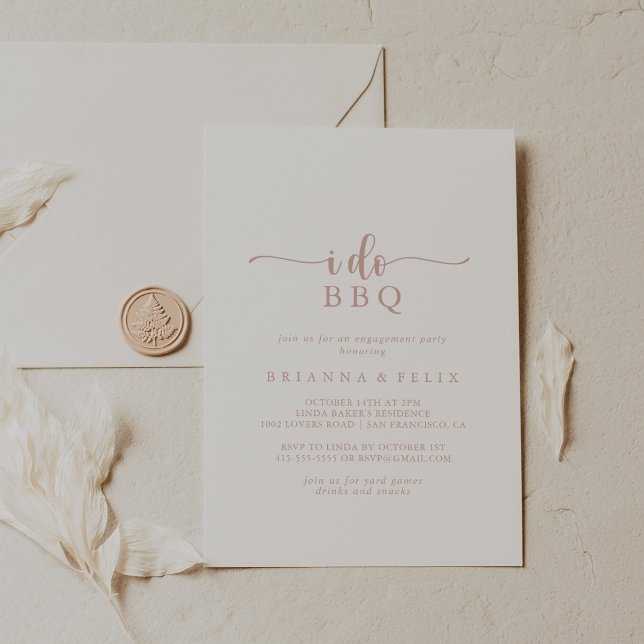 Invitation Rose Gold Calligraphie I Do BQ Engagement Party (Créateur téléchargé)