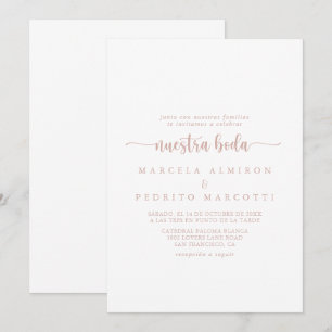 Invitation Rose Gold Calligraphie Nuestra Boda Mariage