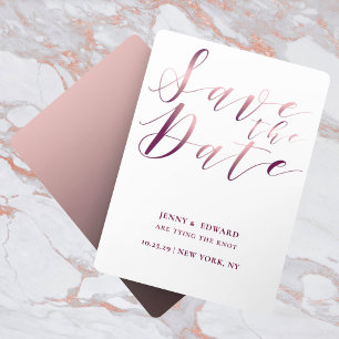 Invitation Rose Gold Calligraphie Script Moderne Enregistrer 