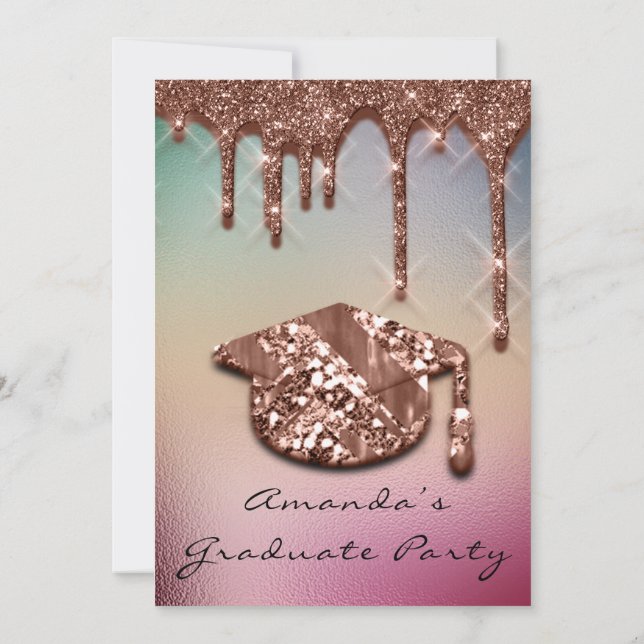 Invitation Rose Gold Casquette 3D  de la fête (Dos)