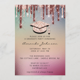 Invitation Rose  Gold Casquette 3D Glam HOLOGRAPHE