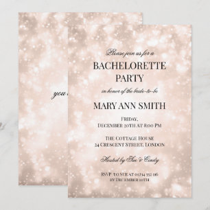 Invitation Rose Gold Champagne Bokeh Bachelorette Party