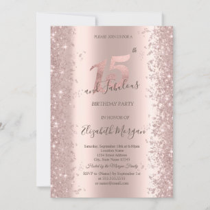 Invitation Rose Gold Chic Étincelles Diamants 15e Anniversair
