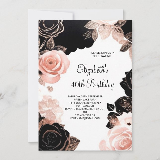 Invitation Rose Gold Chic Surprise 40e anniversaire (Devant)