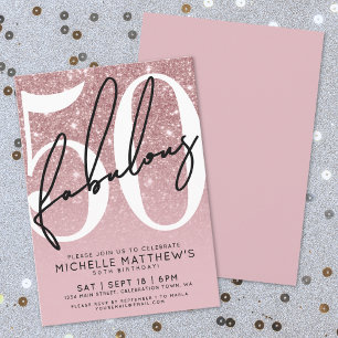 Invitation Rose Gold Cinquante Fantastique 50e Anniversaire