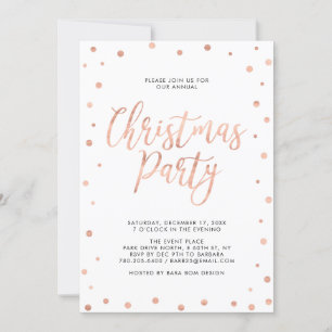 Invitation Rose Gold Confetti Fête de Noël moderne