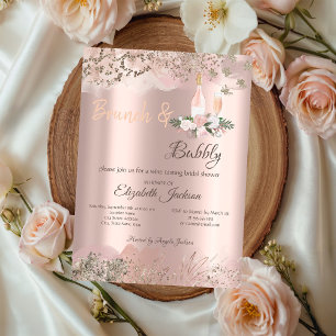 Invitation Rose Gold  Déjeuner Brunch aux Frontières et Bulle