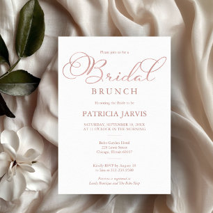 Invitation Rose Gold délicat en feuille avec écriture pour br