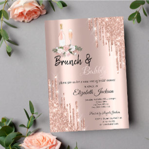 Invitation Rose Gold  Drips Brunch & Bubbly Baby Shower Maria