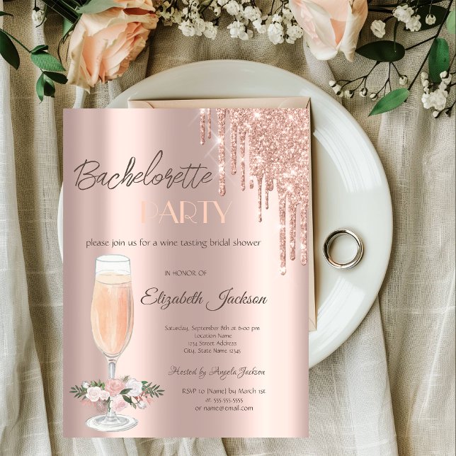 Invitation Rose Gold Drives Rose Bachelorette Party (Créateur téléchargé)