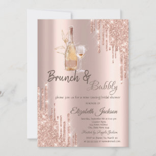 Invitation Rose Gold Drives Vin Verre Brunch & Bubbly