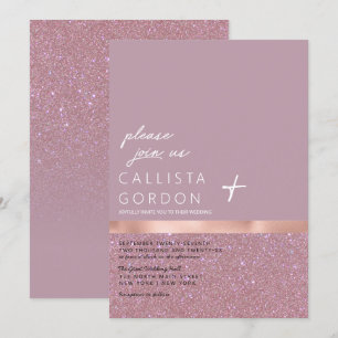 Invitation Rose Gold Dusty Mauve Parties scintillant couleur 