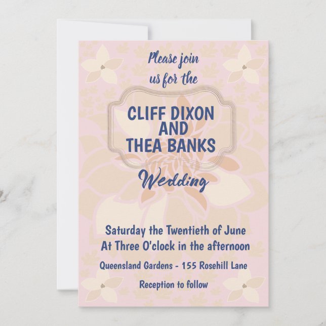 Invitation Rose Gold, Dusty Rose et Blush Floral Mariage (Devant)