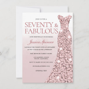 Invitation Rose Gold Dusty Rose rose femmes 70e anniversaire