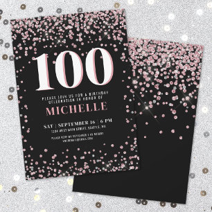 Invitation Rose Gold Élégant 100e Anniversaire
