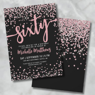 Invitation Rose Gold Élégant 60e Anniversaire