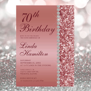 Invitation Rose Gold Élégant 70e Anniversaire Photo