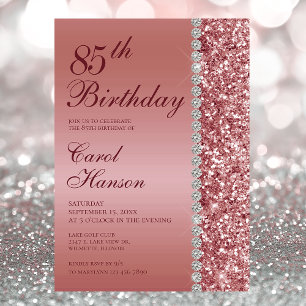 Invitation Rose Gold Élégant 85e Anniversaire
