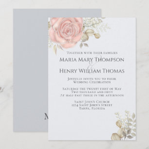 Invitation Rose Gold Elegant Aquarelle Floral Rose Folio