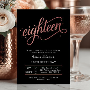 Invitation Rose Gold Élégant pour 18 ans