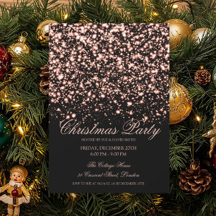 Invitation Rose Gold Élégant Soirée de Noël Glamour