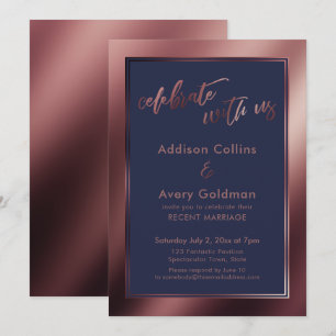 Invitation Rose Gold et Bleu Nuit Célébrez avec Nous