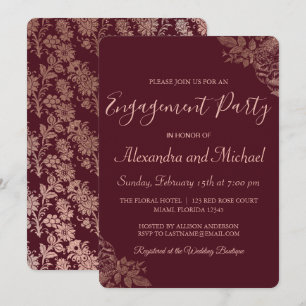 Invitation Rose Gold et Burgundy Roses