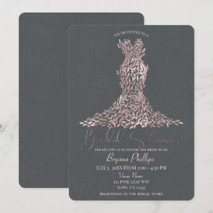 Invitation Rose Gold et Gris Robe de Dévoilement de Bébé aux
