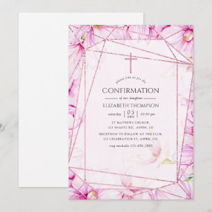 Invitation Rose Gold et Magnolia Rose Géométrique de Confirma