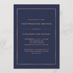 Invitation Rose Gold et Midnight Blue   Brunch Mariage