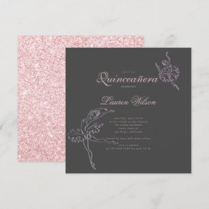 Invitation Rose Gold et parties scintillant Ballet Quinceaner