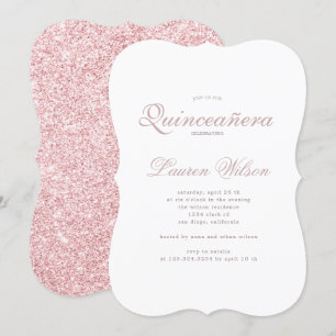 Invitation Rose Gold et parties scintillant Quinceanera Invit