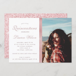 Invitation Rose Gold et parties scintillant Quinceanera Photo