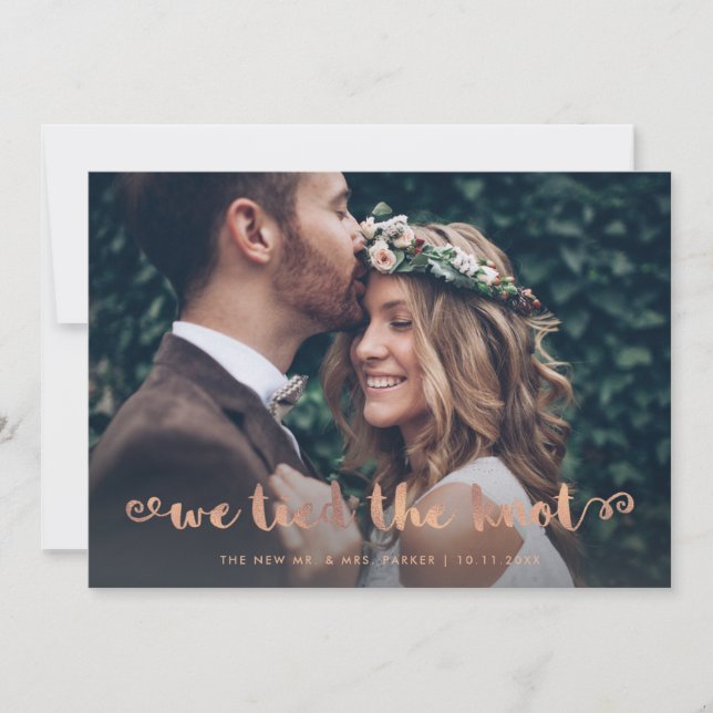 Invitation Rose Gold Fantaisiste | Annonce de Mariage en Elop (Devant)
