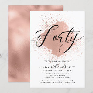 Invitation Rose Gold Faux Foil 40e anniversaire