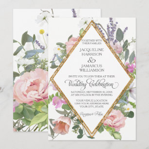 Invitation Rose Gold Faux Parties scintillant Romantique Pein