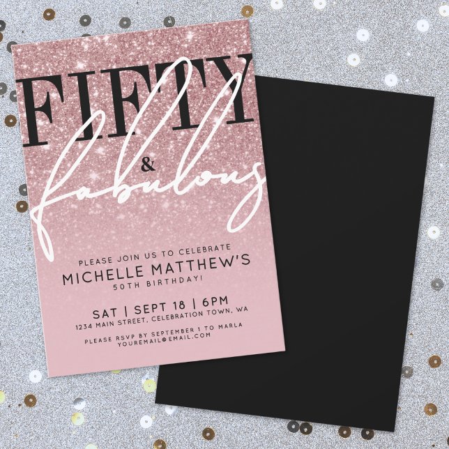 Invitation Rose Gold Fifty Fabulous 50th Birthday Party (Rose Gold Fifty Fabulous 50th Birthday Party Invitation)