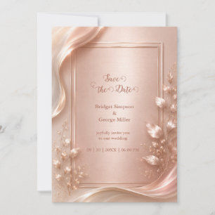 Invitation Rose Gold Floral Luxe Mariage métallisé Glow