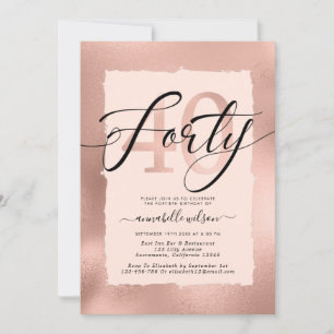 Invitation Rose Gold Foil 40e anniversaire Photo