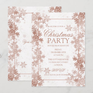 Invitation Rose Gold Foil Snowflakes Noël