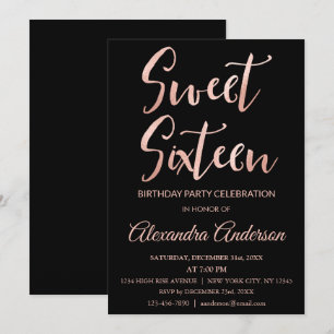 Invitation Rose Gold Foil Sweet 16 Seize Anniversaire