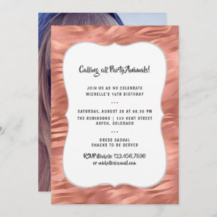 Invitation Rose Gold Foil Tiger Stripes N'importe quel âge An