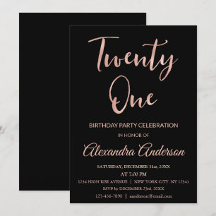 Invitation Rose Gold Foil Vingt et un 21e anniversaire