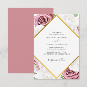 Invitation Rose Gold Géométrique Moderne Botanique Mariage