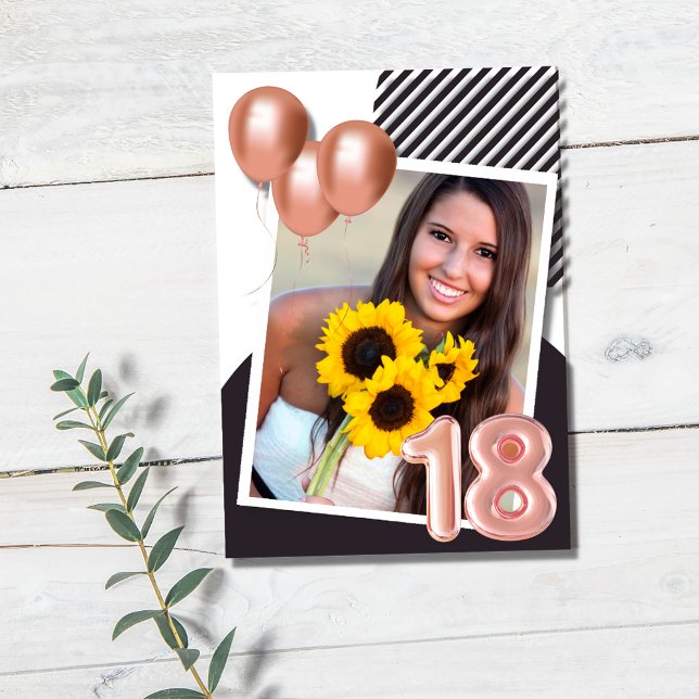 Invitation Rose Gold Girl Photo 18e fête d'anniversaire (Créateur téléchargé)